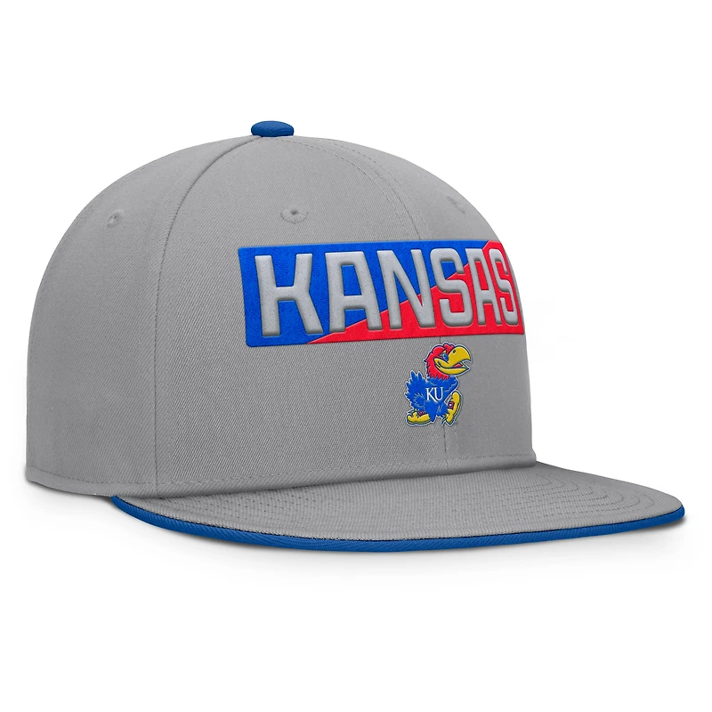 Men's Fanatics Gray Kansas Jayhawks Duo Snapback Hat