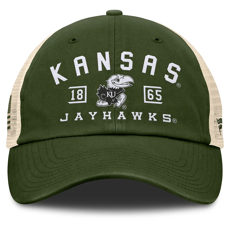 Casquette ajustable pour homme Fanatics Olive Kansas Jayhawks OHT Military Appreciation Frontier Trucker