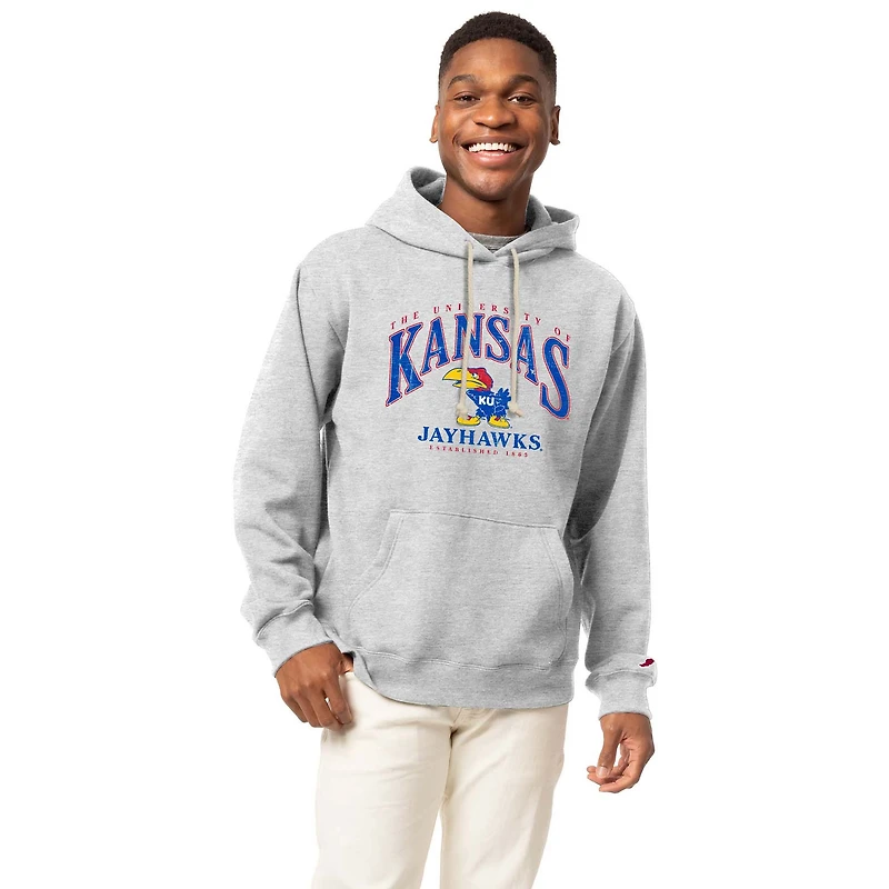 Sweat à capuche enfiler Essential Tall Arch pour homme, gris chiné, Kansas Jayhawks