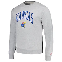 Men's League Collegiate Wear Heather Gray Kansas Jayhawks Tall Arch Essential Pullover Sweatshirt
