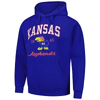 Men's League Collegiate Wear Royal Kansas Jayhawks Arch Script Essential Fleece 2.0 Pullover Hoodie