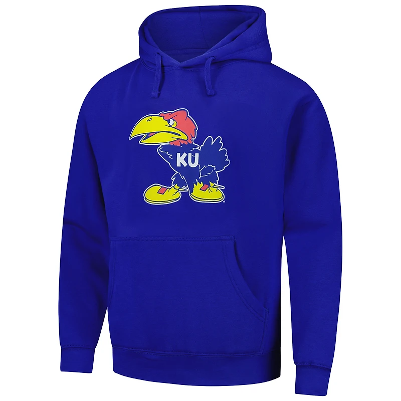 Men's League Collegiate Wear Royal Kansas Jayhawks Vintage Logo Essential Fleece 2.0 Pullover Hoodie
