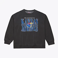 Men's Mitchell & Ness Charcoal Kansas Jayhawks Downtown Fleece Sweatshirt