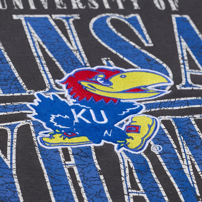 Men's Mitchell & Ness Charcoal Kansas Jayhawks Downtown Fleece Sweatshirt