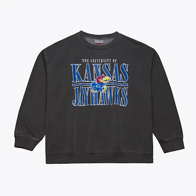 Sweat-shirt polaire Mitchell & Ness pour homme, couleur anthracite, Kansas Jayhawks Downtown