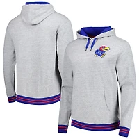 Men's Mitchell & Ness Heather Gray Kansas Jayhawks Pullover Hoodie