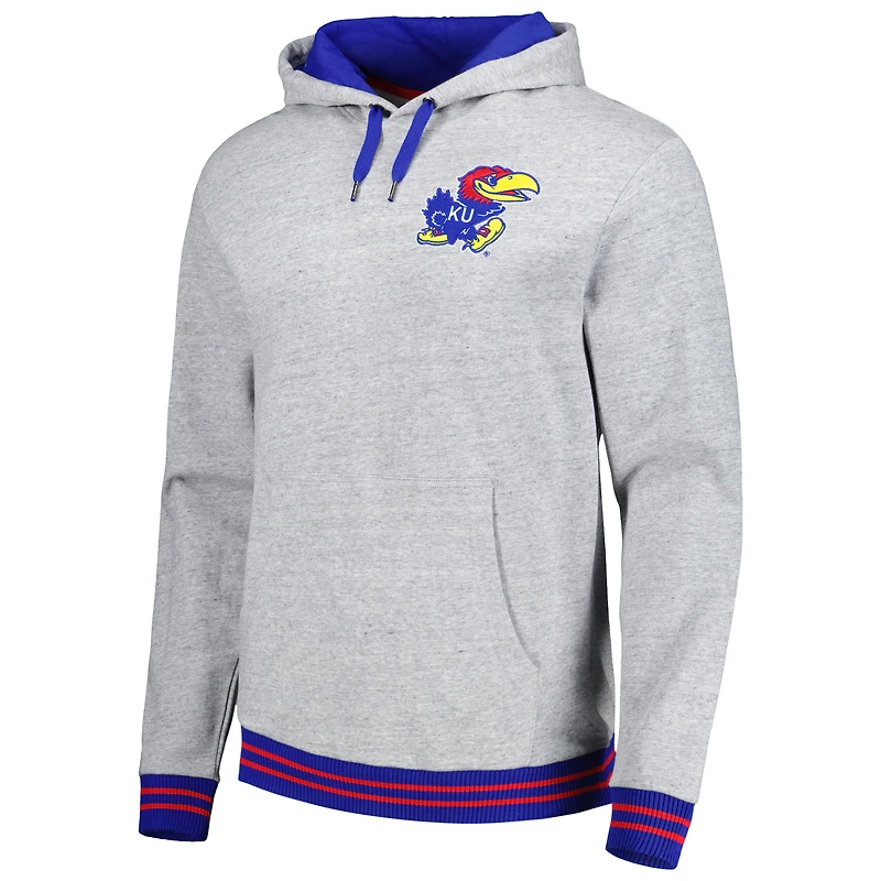 Chandail à capuchon Mitchell & Ness Heather Grey Kansas Jayhawks pour homme