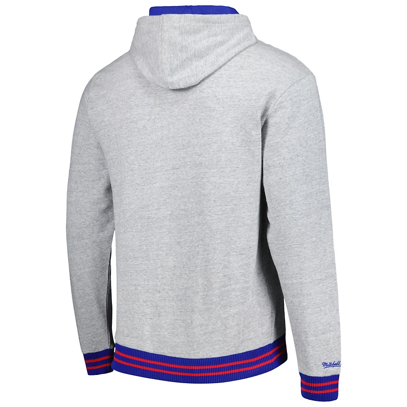 Chandail à capuchon Mitchell & Ness Heather Grey Kansas Jayhawks pour homme