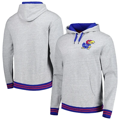 Chandail à capuchon Mitchell & Ness Heather Grey Kansas Jayhawks pour homme