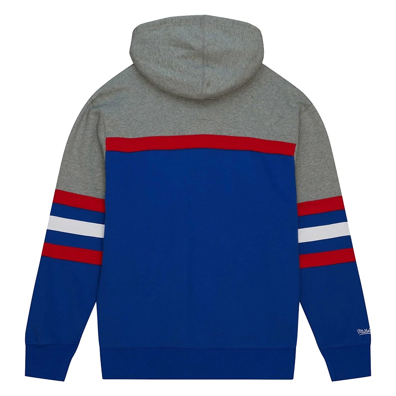 Men's Mitchell & Ness Royal Kansas Jayhawks Head Coach Pullover Hoodie