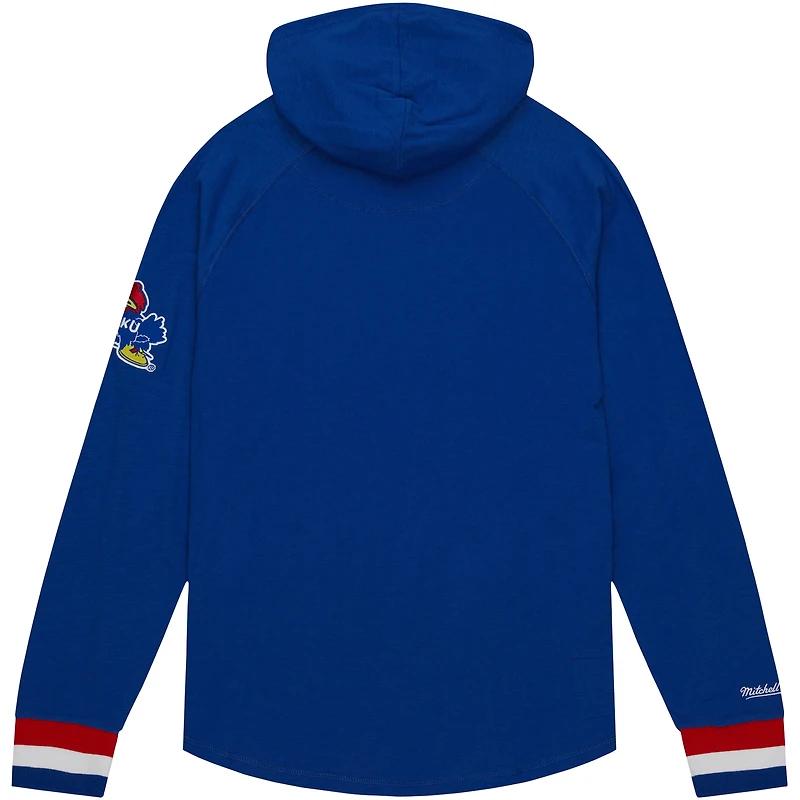 Chandail à capuchon légendaire raglan des Royal Kansas Jayhawks de Mitchell & Ness pour hommes
