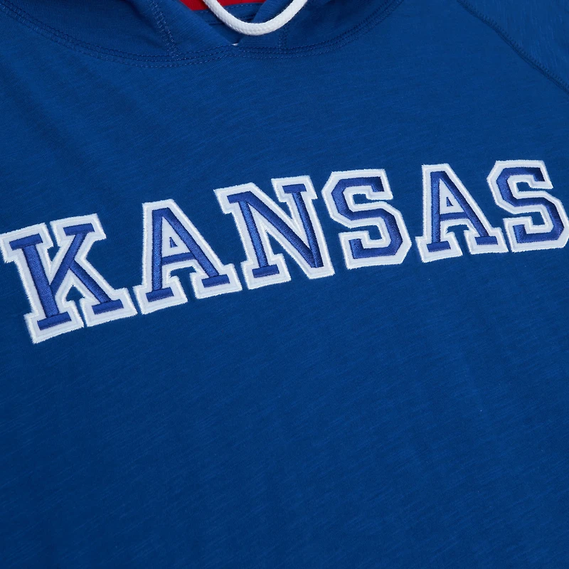 Chandail à capuchon légendaire raglan des Royal Kansas Jayhawks de Mitchell & Ness pour hommes
