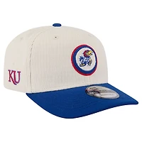 Men's New Era Cream/Royal Kansas Jayhawks Loyal Corduroy 9SEVENTY Adjustable Hat