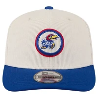 Men's New Era Cream/Royal Kansas Jayhawks Loyal Corduroy 9SEVENTY Adjustable Hat