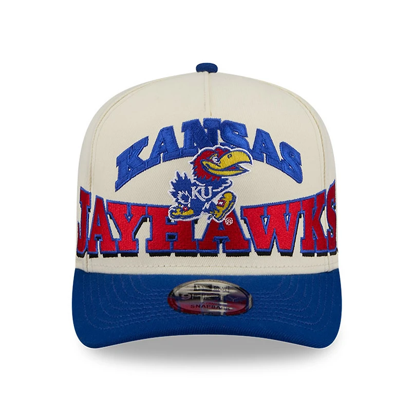 Men's New Era Cream/Royal Kansas Jayhawks March Madness Historic Collection 9FIFTY A-Frame Snapback Hat