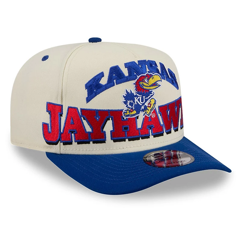 Men's New Era Cream/Royal Kansas Jayhawks March Madness Historic Collection 9FIFTY A-Frame Snapback Hat