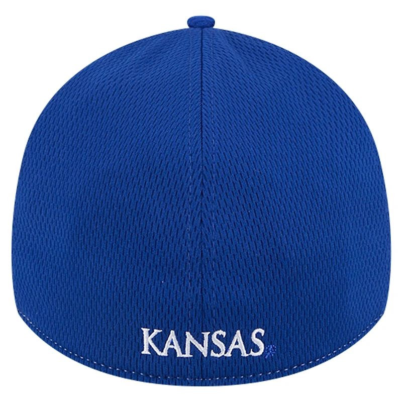 Men's New Era Heather Gray/Royal Kansas Jayhawks Two-Tone 39THIRTY Flex Hat
