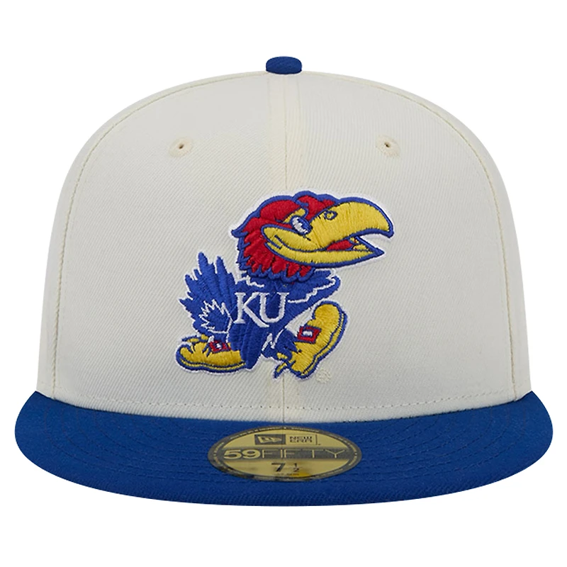 Men's New Era Kansas Jayhawks Chrome White Vintage 59FIFTY Fitted Hat