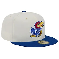 Men's New Era Kansas Jayhawks Chrome White Vintage 59FIFTY Fitted Hat