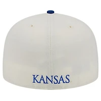Men's New Era Kansas Jayhawks Chrome White Vintage 59FIFTY Fitted Hat