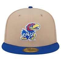 Men's New Era  Khaki Kansas Jayhawks Two-Tone 59FIFTY Fitted Hat