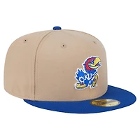 Casquette ajustée bicolore 59FIFTY New Era pour homme, kaki, Kansas Jayhawks