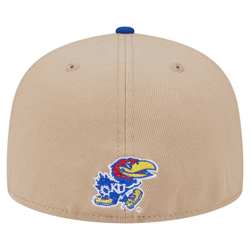 Casquette ajustée bicolore 59FIFTY New Era pour homme, kaki, Kansas Jayhawks