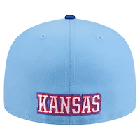 Men's New Era Light Blue/Royal Kansas Jayhawks On-Field Baseball Fitted Hat