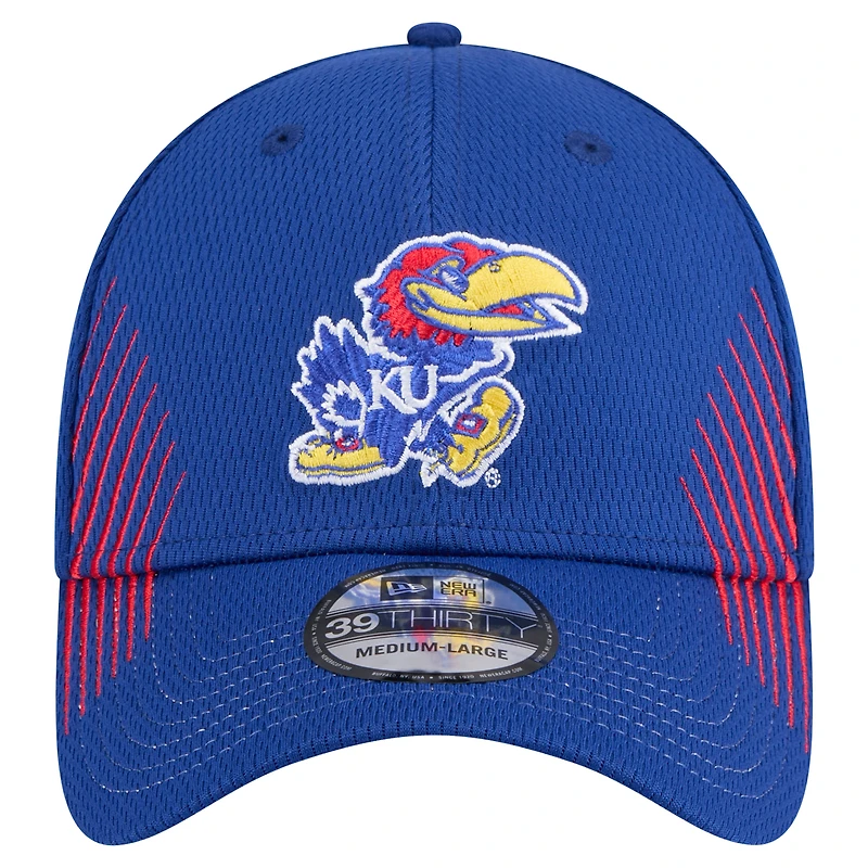 Casquette flexible 39THIRTY Active Slash Sides Royal Kansas Jayhawks New Era pour hommes