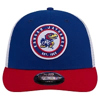 Casquette de camionneur Snapback 9FIFTY Royal Kansas Jayhawks Throwback Circle Patch New Era pour hommes