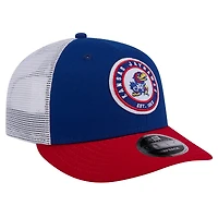 Casquette de camionneur Snapback 9FIFTY Royal Kansas Jayhawks Throwback Circle Patch New Era pour hommes
