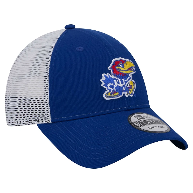 Men's New Era  Royal Kansas Jayhawks Trucker 9FORTY Adjustable Hat