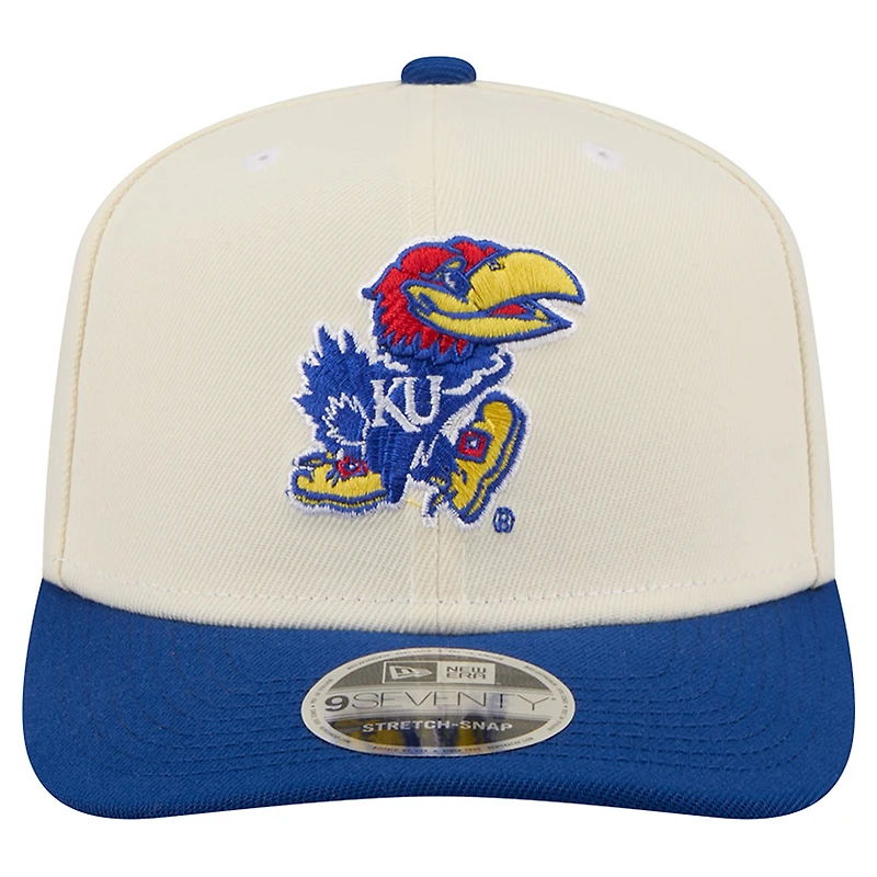 Casquette ajustable New Era blanche/bleu roi Kansas Jayhawks commémorant le 250e anniversaire des États-Unis (9SEVENTY)