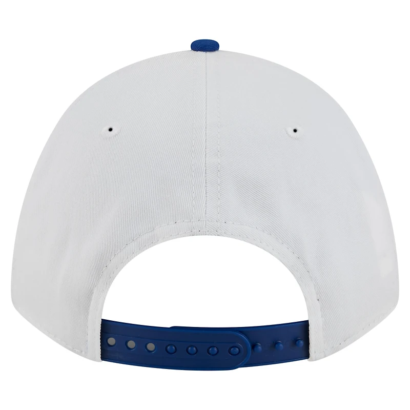 Men's New Era White/Royal Kansas Jayhawks Arch Two-Tone Rope 9FORTY A-Frame M-Crown Adjustable Hat