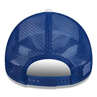 Men's New Era White/Royal Kansas Jayhawks Court Sport Foam A-Frame 9FORTY Adjustable Trucker Hat
