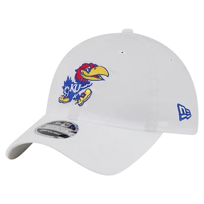 Men's New Era White Kansas Jayhawks Active Ripstop 9TWENTY Adjustable Hat