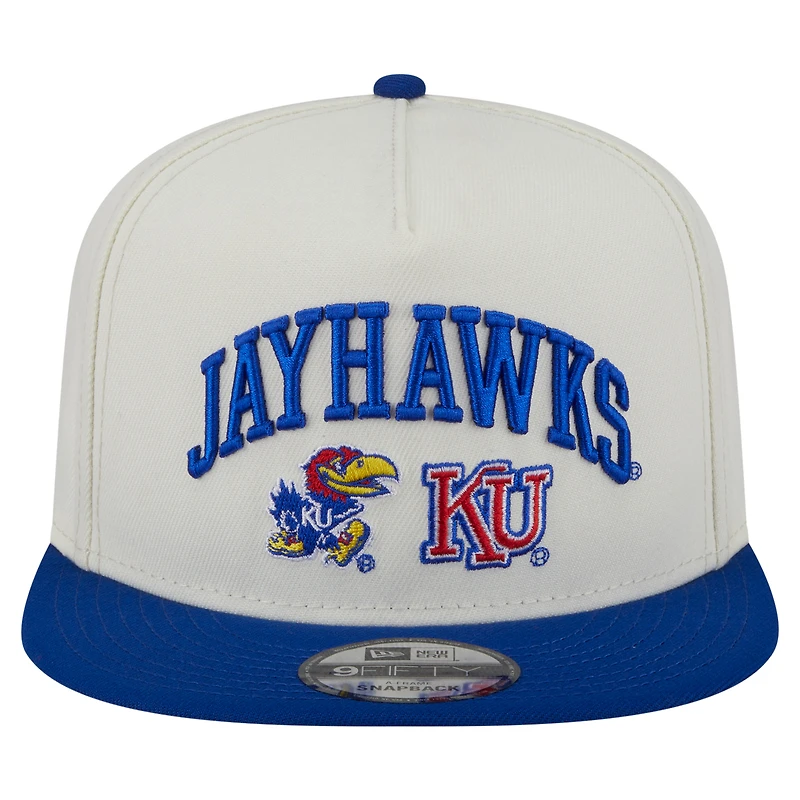 Casquette à visière plate blanche New Era Kansas Jayhawks 9FIFTY pour homme