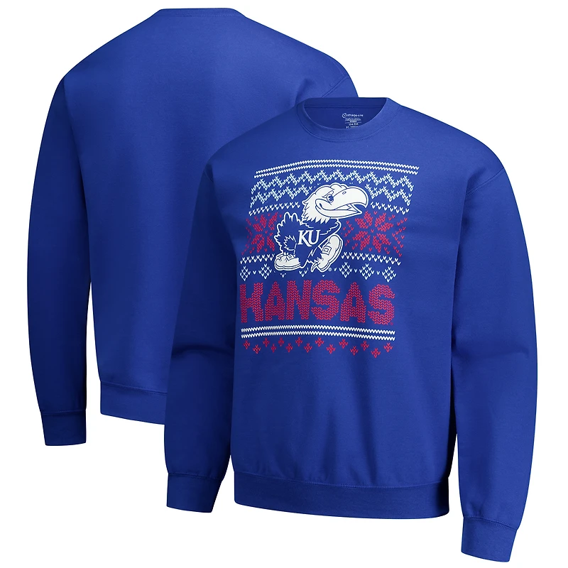 Men's  Royal Kansas Jayhawks Holiday Fleece Sweatshirt