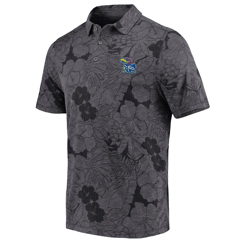 Men's Tommy Bahama Black Kansas Jayhawks Miramar Blooms Polo