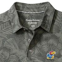 Men's Tommy Bahama Gray Kansas Jayhawks Palm Fresco Hibiscus IslandZone® Polo