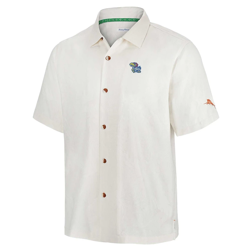 Men's Tommy Bahama White Kansas Jayhawks Coconut Matchup Camp Button-Up Shirt