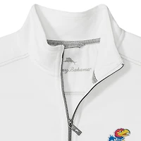 Veste mi-zip Tommy Bahama blanche pour homme des Kansas Jayhawks de Montego Bay