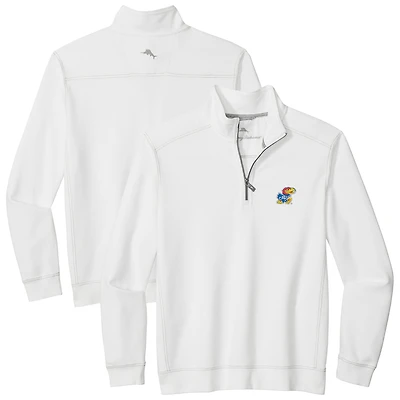 Veste mi-zip Tommy Bahama blanche pour homme des Kansas Jayhawks de Montego Bay