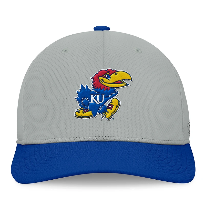 Casquette Mick Flex Top of the World pour hommes, gris/royal, Kansas Jayhawks