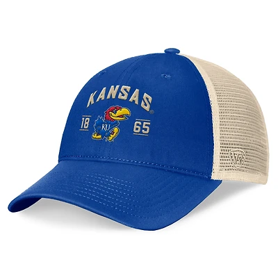 Casquette réglable Top of the World Royal Kansas Jayhawks Heritage Waylon Trucker pour hommes