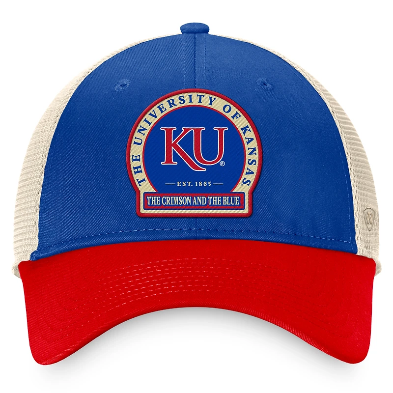 Casquette réglable de camionneur raffiné Top of the World Royal Kansas Jayhawks pour hommes