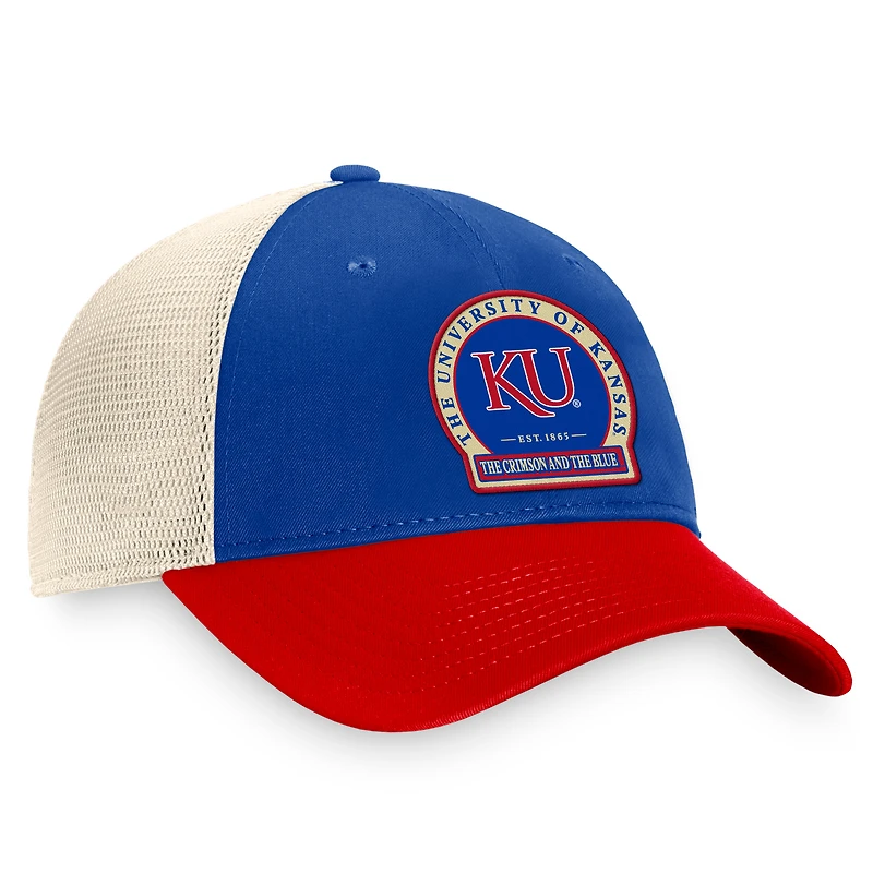 Casquette réglable de camionneur raffiné Top of the World Royal Kansas Jayhawks pour hommes