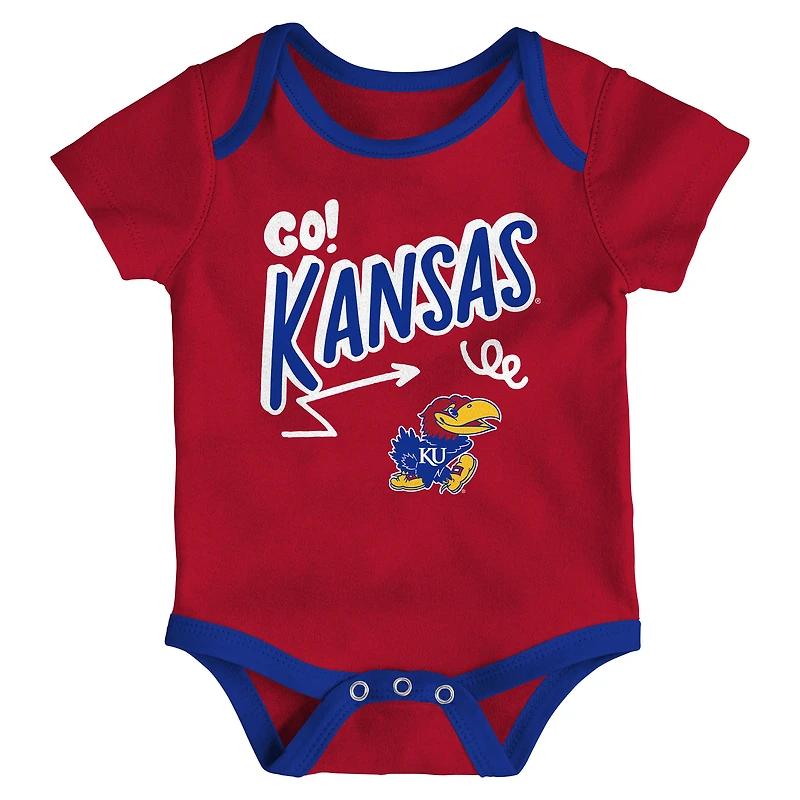 Newborn & Infant Outerstuff Kansas Jayhawks Three-Pack All Day Play Bodysuit Set