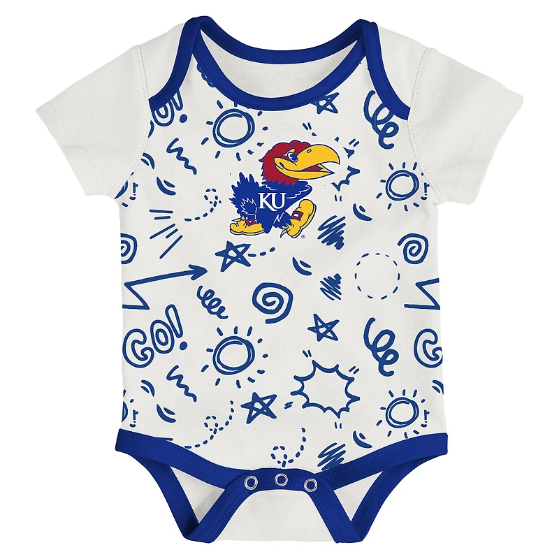Ensemble de trois bodies pour nouveau-né et nourrisson Outerstuff Kansas Jayhawks toute la journée