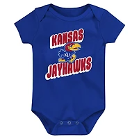 Lot de 3 bodies pour nouveau-né Royal Kansas Jayhawks Sunday Comics
